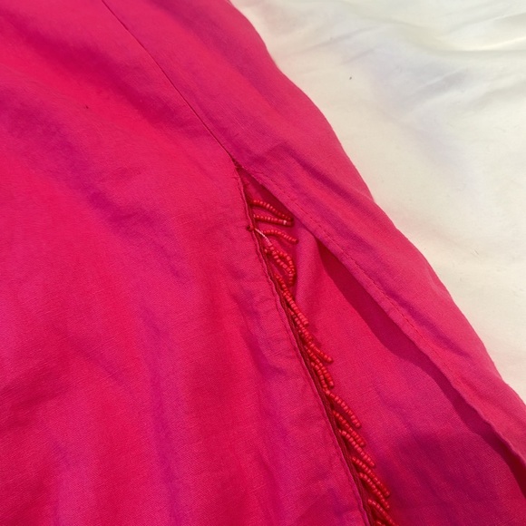 Zara Linen Pink Midi Skirt with Beaded Detail - Picture 6 of 6